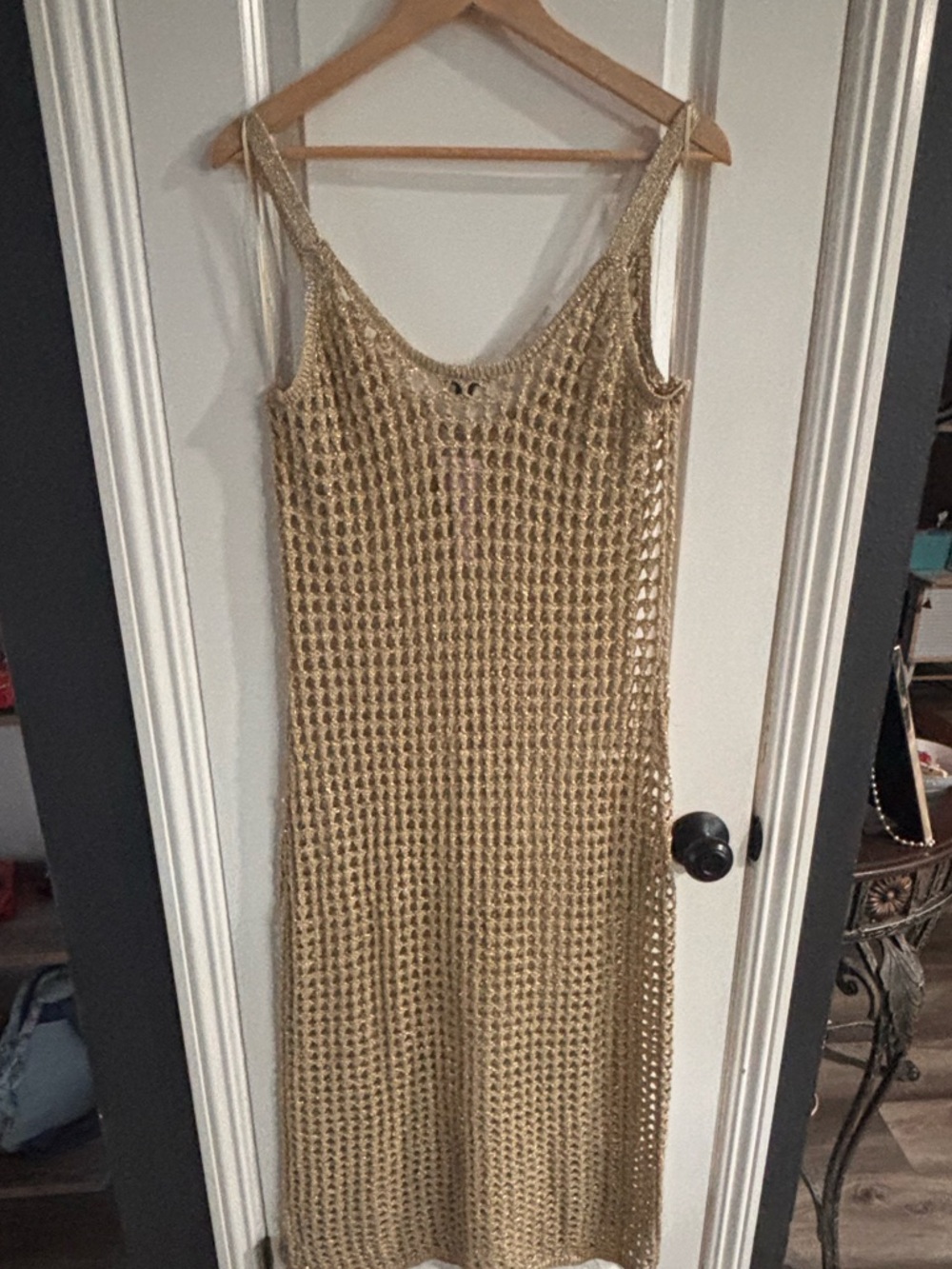 Handcrafted Knit Swim Coverup in Gold